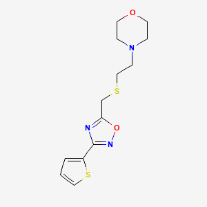 molecular formula C13H17N3O2S2 B7633242 4-[2-[(3-Thiophen-2-yl-1,2,4-oxadiazol-5-yl)methylsulfanyl]ethyl]morpholine 