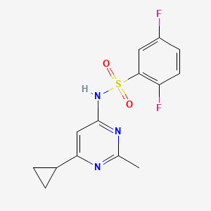 molecular formula C14H13F2N3O2S B7633250 N-(6-cyclopropyl-2-methylpyrimidin-4-yl)-2,5-difluorobenzenesulfonamide 