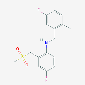 molecular formula C16H17F2NO2S B7633259 4-fluoro-N-[(5-fluoro-2-methylphenyl)methyl]-2-(methylsulfonylmethyl)aniline 