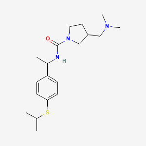 molecular formula C19H31N3OS B7633268 3-[(dimethylamino)methyl]-N-[1-(4-propan-2-ylsulfanylphenyl)ethyl]pyrrolidine-1-carboxamide 