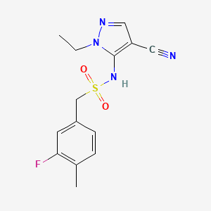 molecular formula C14H15FN4O2S B7633271 N-(4-cyano-2-ethylpyrazol-3-yl)-1-(3-fluoro-4-methylphenyl)methanesulfonamide 