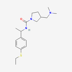 molecular formula C18H29N3OS B7633282 3-[(dimethylamino)methyl]-N-[1-(4-ethylsulfanylphenyl)ethyl]pyrrolidine-1-carboxamide 