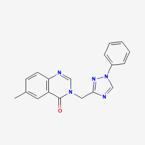 molecular formula C18H15N5O B7633285 6-Methyl-3-[(1-phenyl-1,2,4-triazol-3-yl)methyl]quinazolin-4-one 