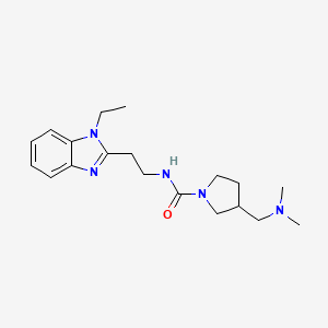 molecular formula C19H29N5O B7633286 3-[(dimethylamino)methyl]-N-[2-(1-ethylbenzimidazol-2-yl)ethyl]pyrrolidine-1-carboxamide 