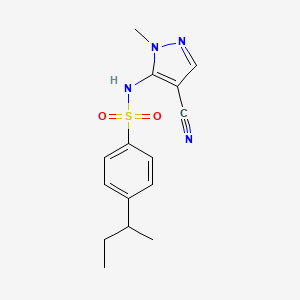 molecular formula C15H18N4O2S B7633307 4-butan-2-yl-N-(4-cyano-2-methylpyrazol-3-yl)benzenesulfonamide 