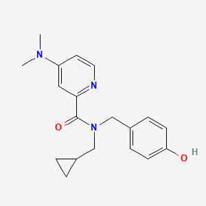 molecular formula C19H23N3O2 B7633314 N-(cyclopropylmethyl)-4-(dimethylamino)-N-[(4-hydroxyphenyl)methyl]pyridine-2-carboxamide 