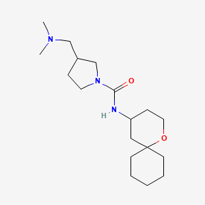 molecular formula C18H33N3O2 B7633320 3-[(dimethylamino)methyl]-N-(1-oxaspiro[5.5]undecan-4-yl)pyrrolidine-1-carboxamide 