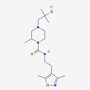 molecular formula C17H30N4O3 B7633321 N-[2-(3,5-dimethyl-1,2-oxazol-4-yl)ethyl]-4-(2-hydroxy-2-methylpropyl)-2-methylpiperazine-1-carboxamide 