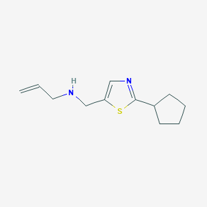 molecular formula C12H18N2S B7633334 N-[(2-cyclopentyl-1,3-thiazol-5-yl)methyl]prop-2-en-1-amine 