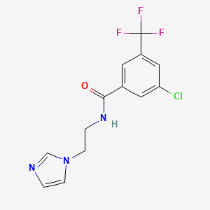 molecular formula C13H11ClF3N3O B7633338 3-chloro-N-(2-imidazol-1-ylethyl)-5-(trifluoromethyl)benzamide 