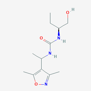 molecular formula C12H21N3O3 B7633346 1-[1-(3,5-dimethyl-1,2-oxazol-4-yl)ethyl]-3-[(2S)-1-hydroxybutan-2-yl]urea 