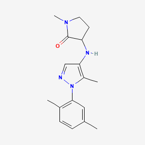 molecular formula C17H22N4O B7633390 3-[[1-(2,5-Dimethylphenyl)-5-methylpyrazol-4-yl]amino]-1-methylpyrrolidin-2-one 
