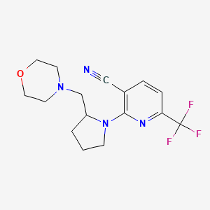 molecular formula C16H19F3N4O B7633406 2-[2-(Morpholin-4-ylmethyl)pyrrolidin-1-yl]-6-(trifluoromethyl)pyridine-3-carbonitrile 