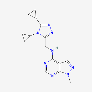molecular formula C15H18N8 B7633411 N-[(4,5-dicyclopropyl-1,2,4-triazol-3-yl)methyl]-1-methylpyrazolo[3,4-d]pyrimidin-4-amine 