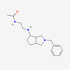 molecular formula C18H27N3O B7633415 N-[2-[(2-benzyl-3,3a,4,5,6,6a-hexahydro-1H-cyclopenta[c]pyrrol-4-yl)amino]ethyl]acetamide 