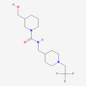 molecular formula C15H26F3N3O2 B7633453 3-(hydroxymethyl)-N-[[1-(2,2,2-trifluoroethyl)piperidin-4-yl]methyl]piperidine-1-carboxamide 