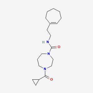 molecular formula C19H31N3O2 B7633459 N-[2-(cyclohepten-1-yl)ethyl]-4-(cyclopropanecarbonyl)-1,4-diazepane-1-carboxamide 