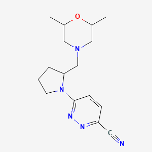 molecular formula C16H23N5O B7633522 6-[2-[(2,6-Dimethylmorpholin-4-yl)methyl]pyrrolidin-1-yl]pyridazine-3-carbonitrile 