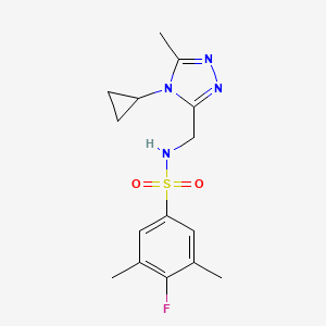 molecular formula C15H19FN4O2S B7633528 N-[(4-cyclopropyl-5-methyl-1,2,4-triazol-3-yl)methyl]-4-fluoro-3,5-dimethylbenzenesulfonamide 