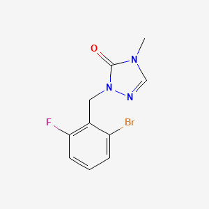 molecular formula C10H9BrFN3O B7633536 2-[(2-Bromo-6-fluorophenyl)methyl]-4-methyl-1,2,4-triazol-3-one 