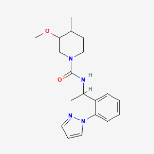 molecular formula C19H26N4O2 B7633541 3-methoxy-4-methyl-N-[1-(2-pyrazol-1-ylphenyl)ethyl]piperidine-1-carboxamide 