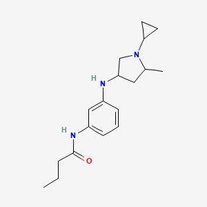 molecular formula C18H27N3O B7633561 N-[3-[(1-cyclopropyl-5-methylpyrrolidin-3-yl)amino]phenyl]butanamide 
