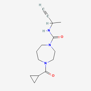 molecular formula C14H21N3O2 B7633574 N-but-3-yn-2-yl-4-(cyclopropanecarbonyl)-1,4-diazepane-1-carboxamide 