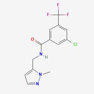 molecular formula C13H11ClF3N3O B7633582 3-chloro-N-[(2-methylpyrazol-3-yl)methyl]-5-(trifluoromethyl)benzamide 