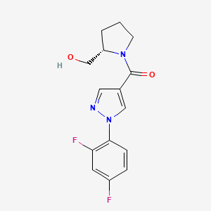 molecular formula C15H15F2N3O2 B7633598 [1-(2,4-difluorophenyl)pyrazol-4-yl]-[(2S)-2-(hydroxymethyl)pyrrolidin-1-yl]methanone 