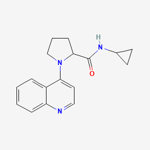 molecular formula C17H19N3O B7633610 N-cyclopropyl-1-quinolin-4-ylpyrrolidine-2-carboxamide 