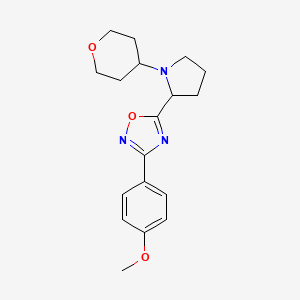 molecular formula C18H23N3O3 B7633627 3-(4-Methoxyphenyl)-5-[1-(oxan-4-yl)pyrrolidin-2-yl]-1,2,4-oxadiazole 