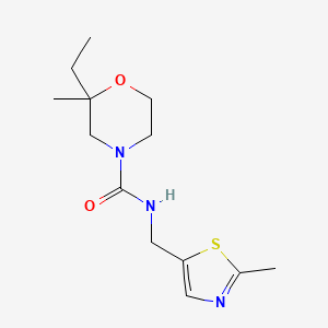 molecular formula C13H21N3O2S B7633661 2-ethyl-2-methyl-N-[(2-methyl-1,3-thiazol-5-yl)methyl]morpholine-4-carboxamide 
