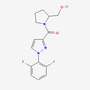 molecular formula C15H15F2N3O2 B7633672 [1-(2,6-Difluorophenyl)pyrazol-3-yl]-[2-(hydroxymethyl)pyrrolidin-1-yl]methanone 