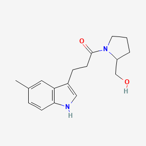 molecular formula C17H22N2O2 B7633684 1-[2-(hydroxymethyl)pyrrolidin-1-yl]-3-(5-methyl-1H-indol-3-yl)propan-1-one 