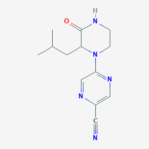molecular formula C13H17N5O B7633686 5-[2-(2-Methylpropyl)-3-oxopiperazin-1-yl]pyrazine-2-carbonitrile 