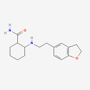 molecular formula C17H24N2O2 B7633704 2-[2-(2,3-Dihydro-1-benzofuran-5-yl)ethylamino]cyclohexane-1-carboxamide 