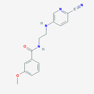molecular formula C16H16N4O2 B7633709 N-[2-[(6-cyanopyridin-3-yl)amino]ethyl]-3-methoxybenzamide 