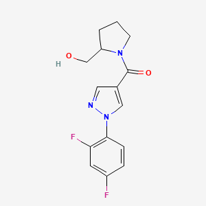 molecular formula C15H15F2N3O2 B7633712 [1-(2,4-Difluorophenyl)pyrazol-4-yl]-[2-(hydroxymethyl)pyrrolidin-1-yl]methanone 