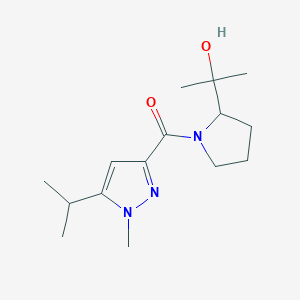 molecular formula C15H25N3O2 B7633714 [2-(2-Hydroxypropan-2-yl)pyrrolidin-1-yl]-(1-methyl-5-propan-2-ylpyrazol-3-yl)methanone 