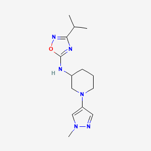 molecular formula C14H22N6O B7633718 N-[1-(1-methylpyrazol-4-yl)piperidin-3-yl]-3-propan-2-yl-1,2,4-oxadiazol-5-amine 