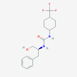 molecular formula C17H23F3N2O2 B7633734 1-[(2S)-1-hydroxy-3-phenylpropan-2-yl]-3-[4-(trifluoromethyl)cyclohexyl]urea 