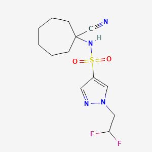 molecular formula C13H18F2N4O2S B7633735 N-(1-cyanocycloheptyl)-1-(2,2-difluoroethyl)pyrazole-4-sulfonamide 