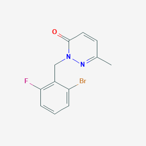 molecular formula C12H10BrFN2O B7633746 2-[(2-Bromo-6-fluorophenyl)methyl]-6-methylpyridazin-3-one 