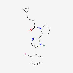 molecular formula C19H22FN3O B7633750 3-cyclopropyl-1-[2-[5-(2-fluorophenyl)-1H-imidazol-2-yl]pyrrolidin-1-yl]propan-1-one 