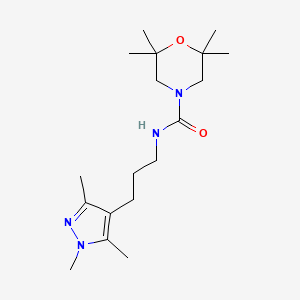 molecular formula C18H32N4O2 B7633753 2,2,6,6-tetramethyl-N-[3-(1,3,5-trimethylpyrazol-4-yl)propyl]morpholine-4-carboxamide 