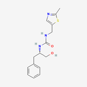 molecular formula C15H19N3O2S B7633756 1-[(2S)-1-hydroxy-3-phenylpropan-2-yl]-3-[(2-methyl-1,3-thiazol-5-yl)methyl]urea 