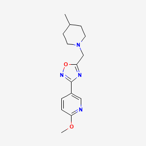 molecular formula C15H20N4O2 B7633757 3-(6-Methoxypyridin-3-yl)-5-[(4-methylpiperidin-1-yl)methyl]-1,2,4-oxadiazole 