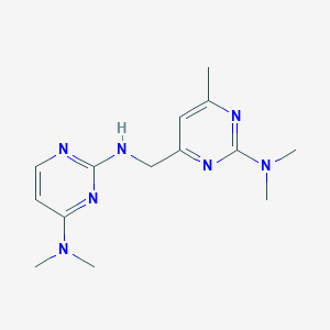 molecular formula C14H21N7 B7633818 2-N-[[2-(dimethylamino)-6-methylpyrimidin-4-yl]methyl]-4-N,4-N-dimethylpyrimidine-2,4-diamine 