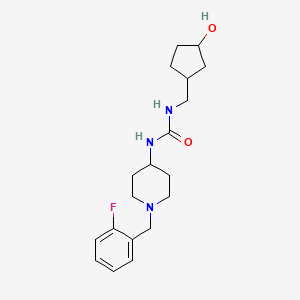 molecular formula C19H28FN3O2 B7633829 1-[1-[(2-Fluorophenyl)methyl]piperidin-4-yl]-3-[(3-hydroxycyclopentyl)methyl]urea 