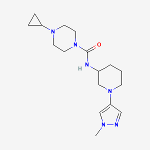 molecular formula C17H28N6O B7633834 4-cyclopropyl-N-[1-(1-methylpyrazol-4-yl)piperidin-3-yl]piperazine-1-carboxamide 